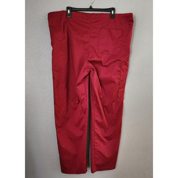 Wonder Work Mens Red Scrub Pants Drawstring Waist FSU Embroidery Large - Picture 2 of 12